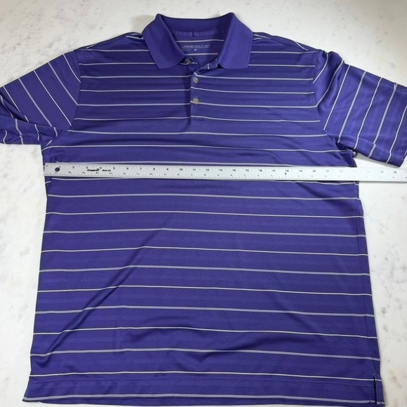 Nike Golf Polo Shirt Mens L Purple White Striped Dri-FIT Short Sleeve Excellent - Picture 4 of 7